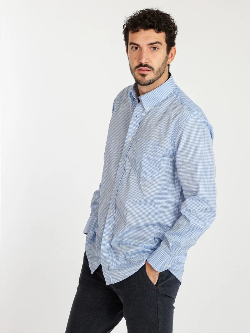 Camicia da uomo regular fit a quadretti - azzurro