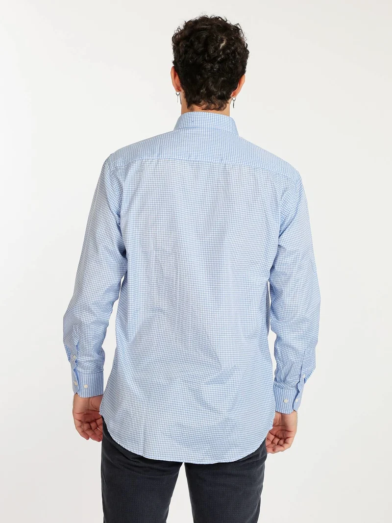 Camicia da uomo regular fit a quadretti - azzurro
