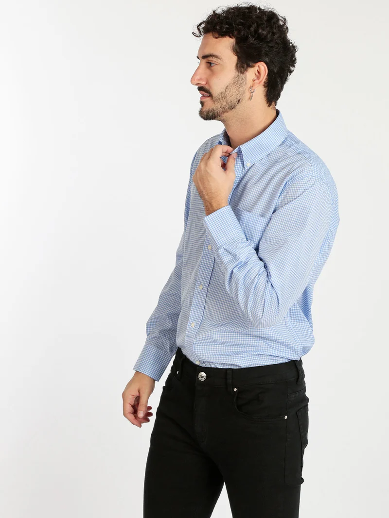 Camicia da uomo regular fit a quadretti - azzurro