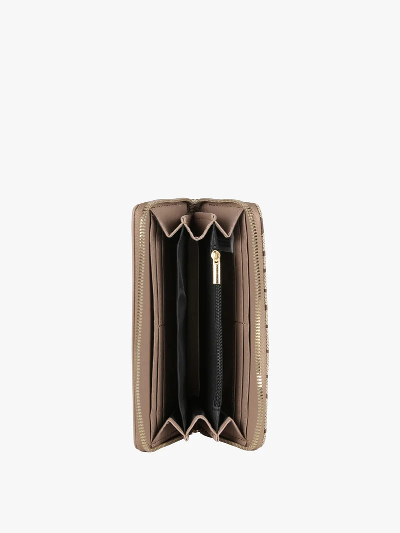 Portafoglio rettangolare da donna con stampe - taupe