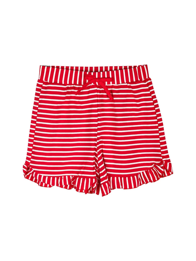 Completo corto da bambina 2 pezzi con shorts a righe - bianco