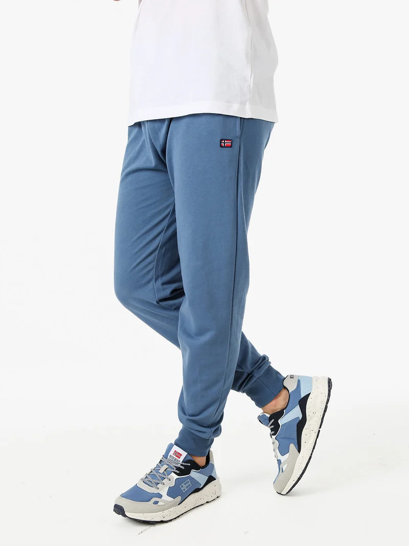 Pantaloni tuta da uomo in cotone con coulisse e polsini - blu