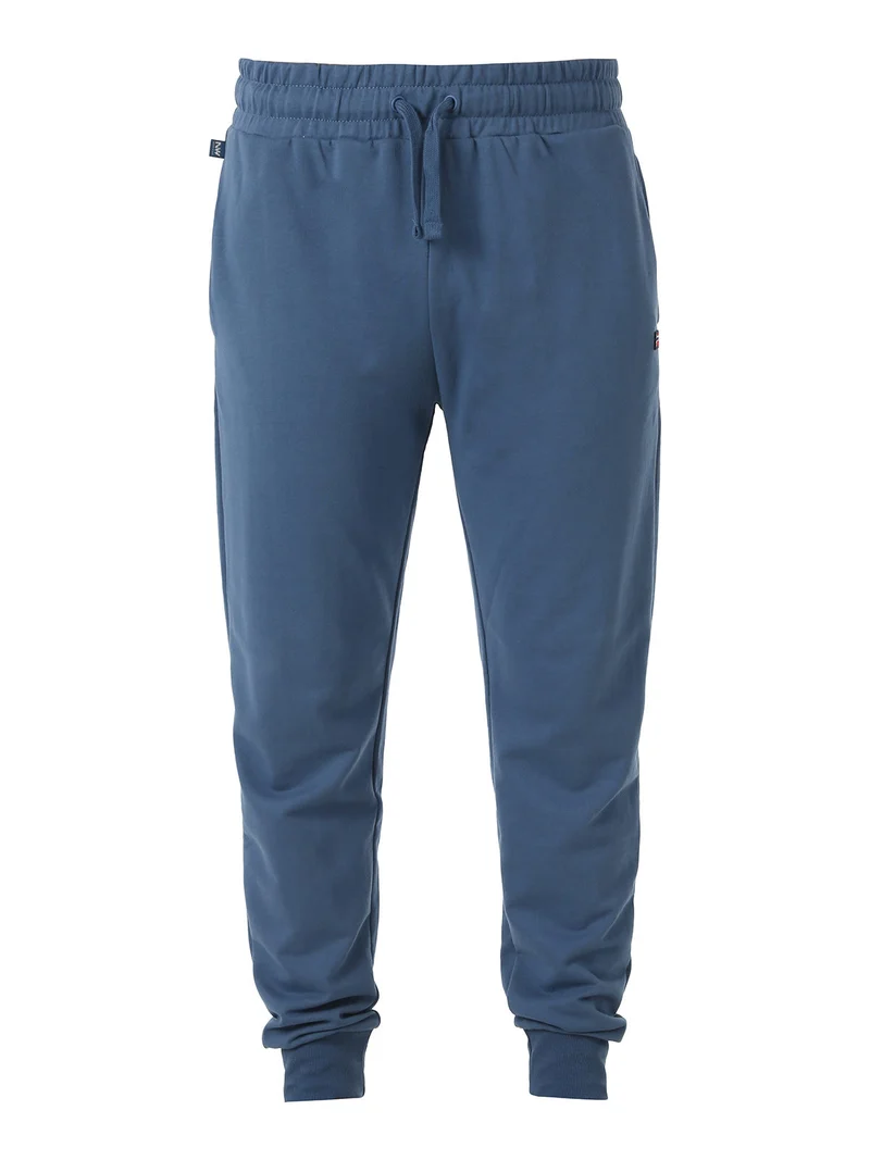 Pantaloni tuta da uomo in cotone con coulisse e polsini - blu