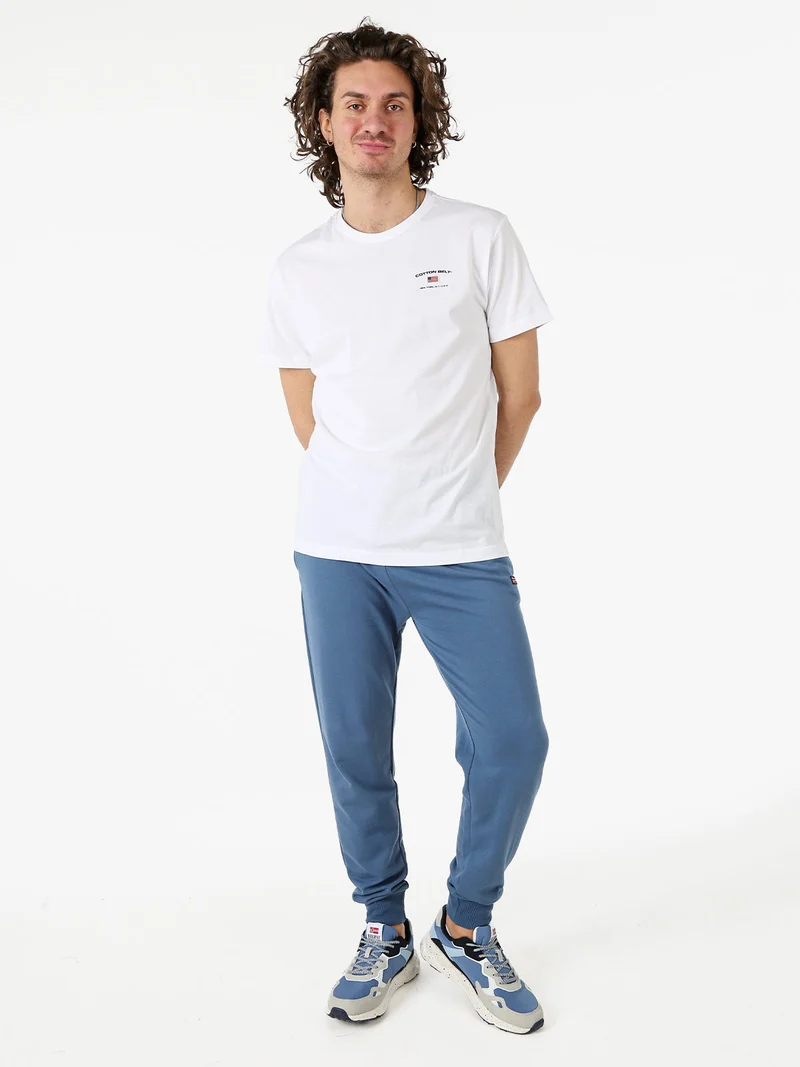 Pantaloni tuta da uomo in cotone con coulisse e polsini - blu