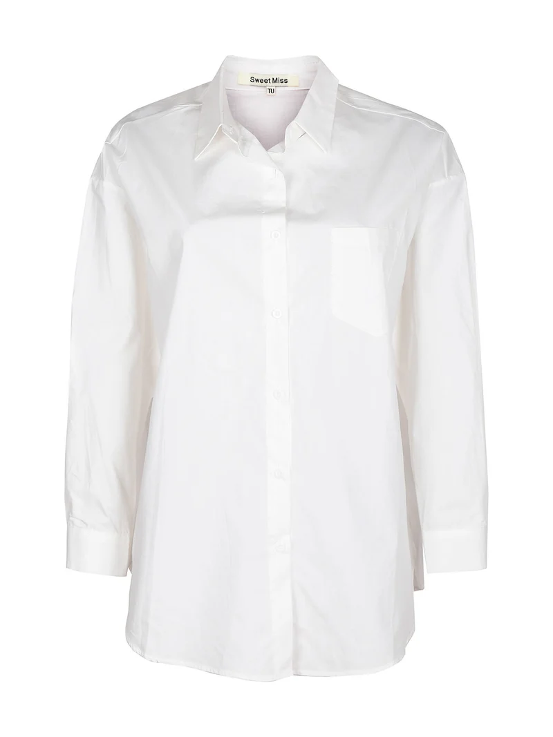 Maxi camicia donna oversize in cotone - panna