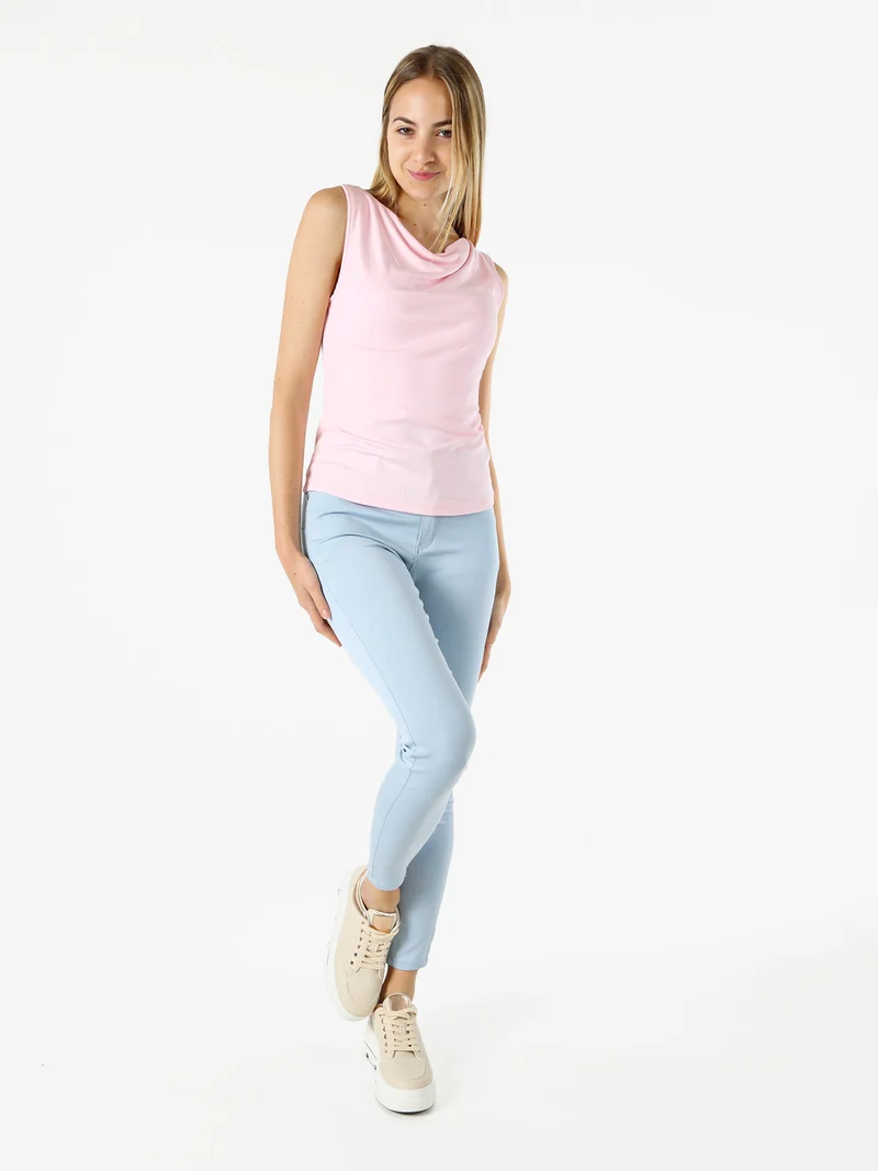 Pantaloni donna push-up - azzurro