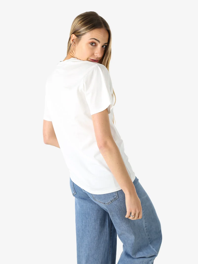 T-shirt donna in cotone con stampa colorate - blu