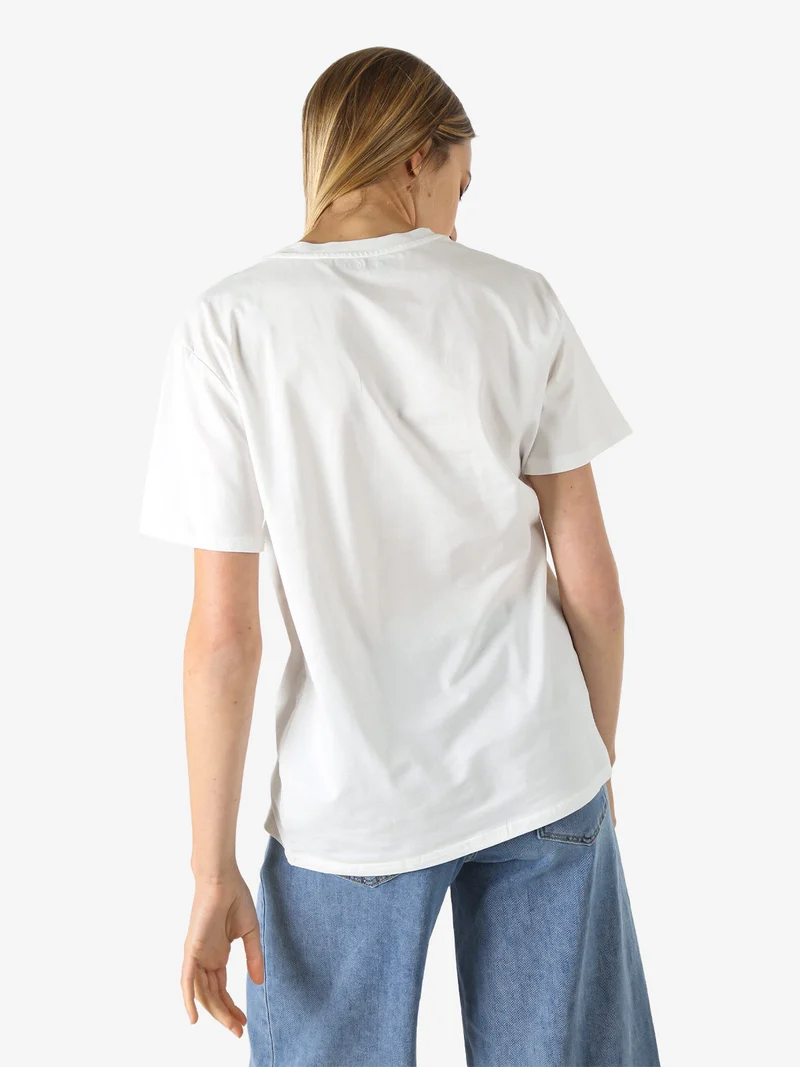 T-shirt donna in cotone con stampa colorate - blu