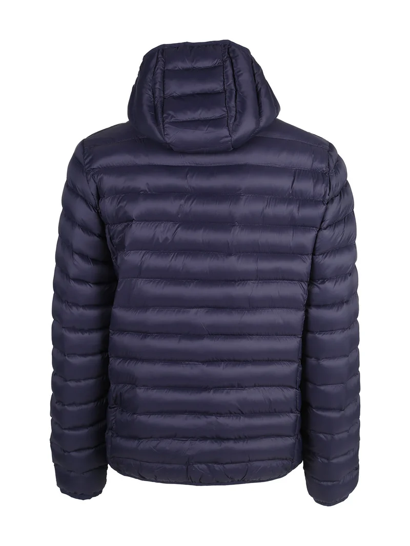 Giubbotto da uomo imbottito con cappuccio e zip - blu scuro