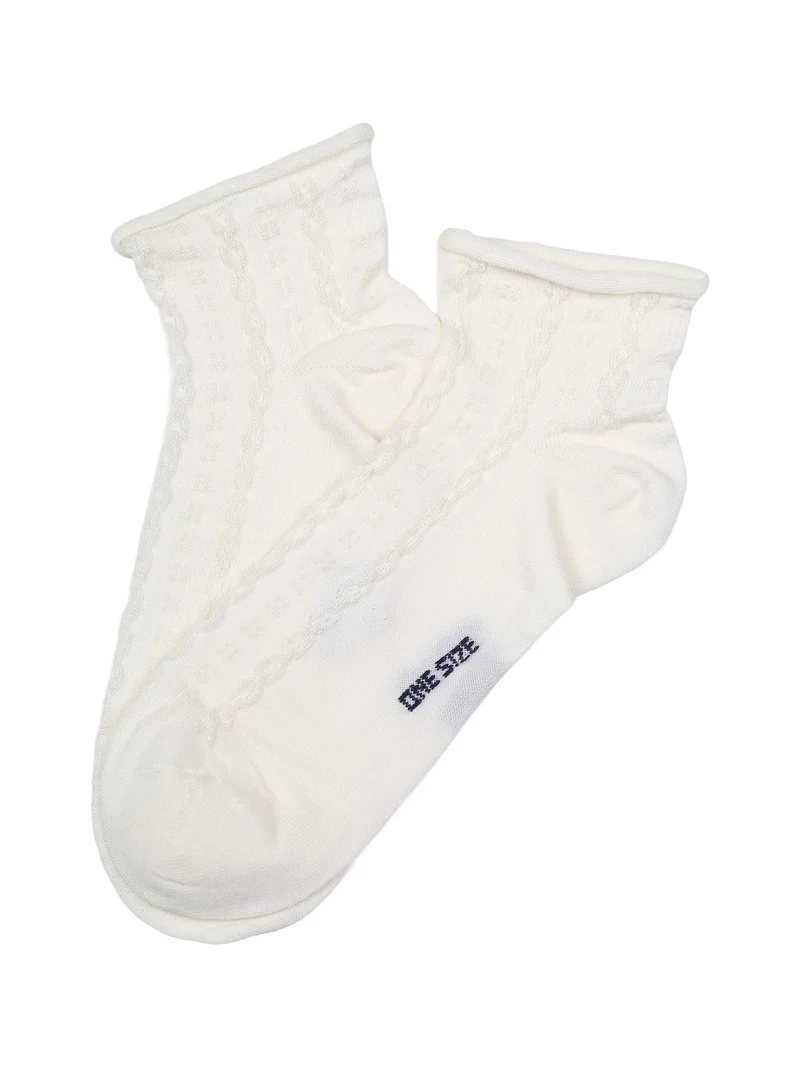 Calze corte da donna con ricami - panna