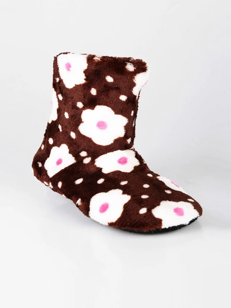 Pantofole chiuse a stivaletto per bambini - marrone
