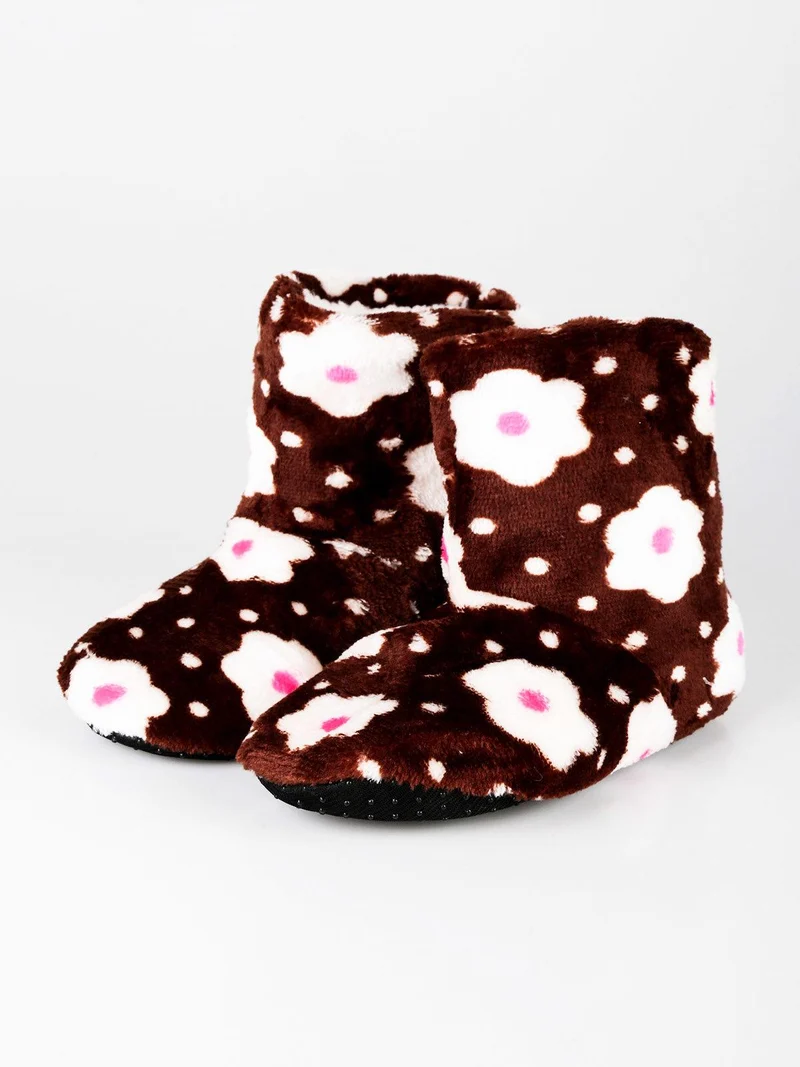 Pantofole chiuse a stivaletto per bambini - marrone