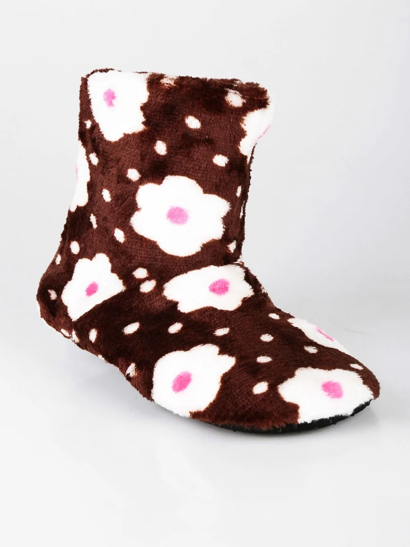 Pantofole chiuse a stivaletto per bambini - marrone