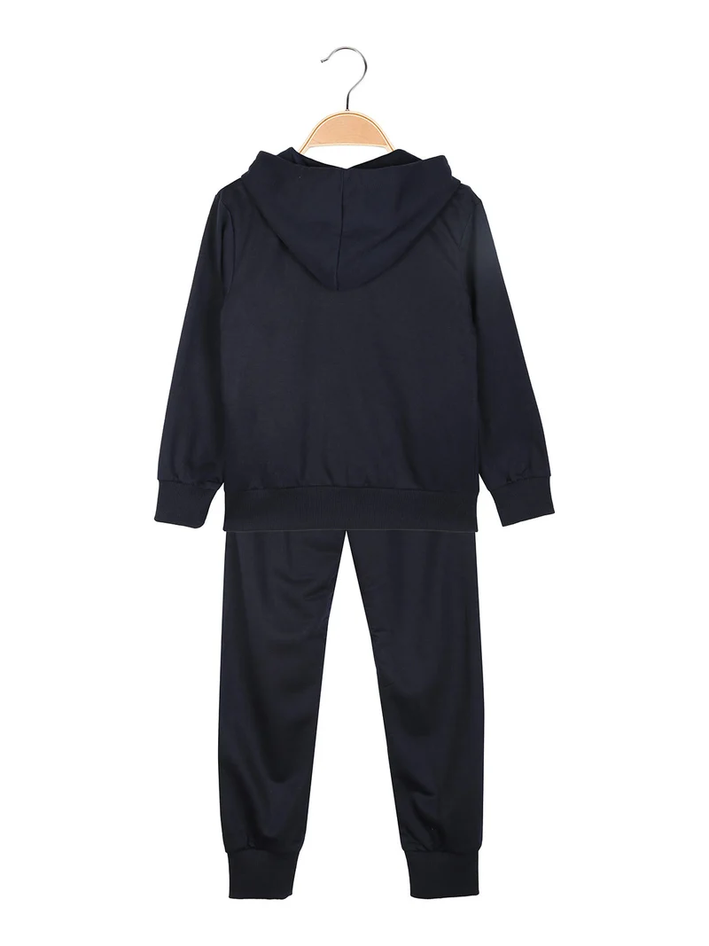 Completo tuta 3 pezzi da bambina con cappuccio e zip - blu scuro