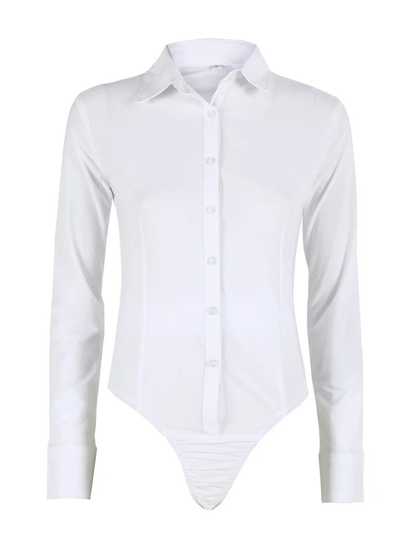 Camicia body donna a maniche lunghe - bianco