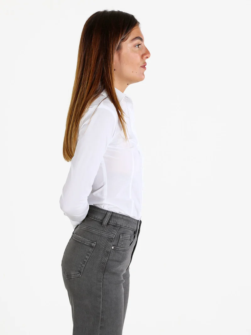 Camicia body donna a maniche lunghe - bianco