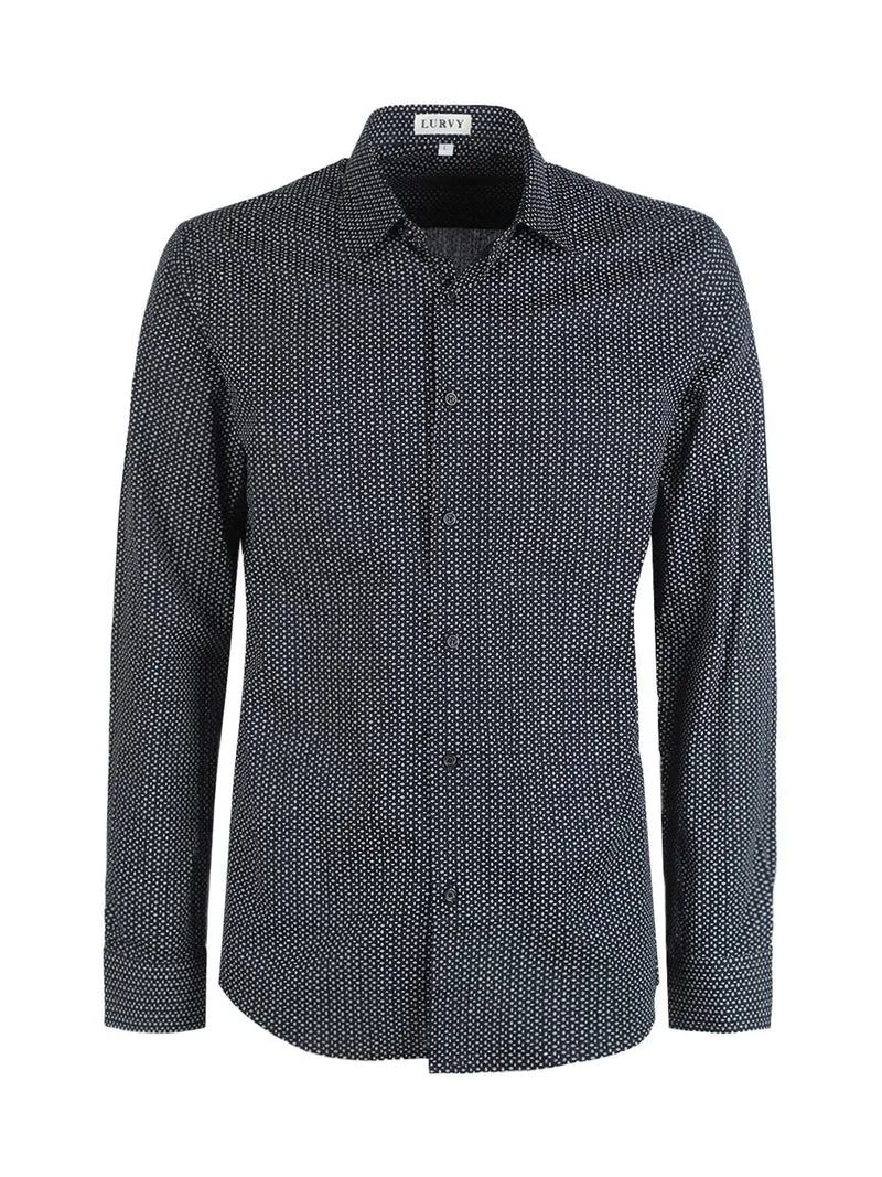Camicia uomo maniche lunghe in cotone - blu scuro