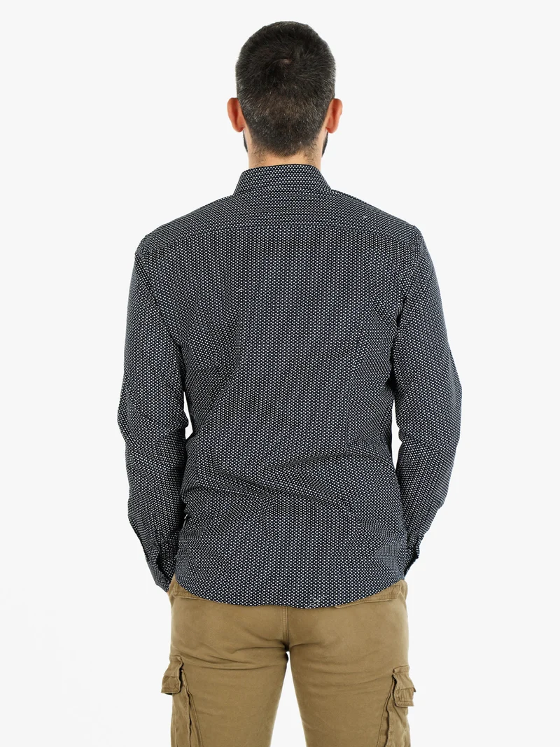 Camicia uomo maniche lunghe in cotone - blu scuro