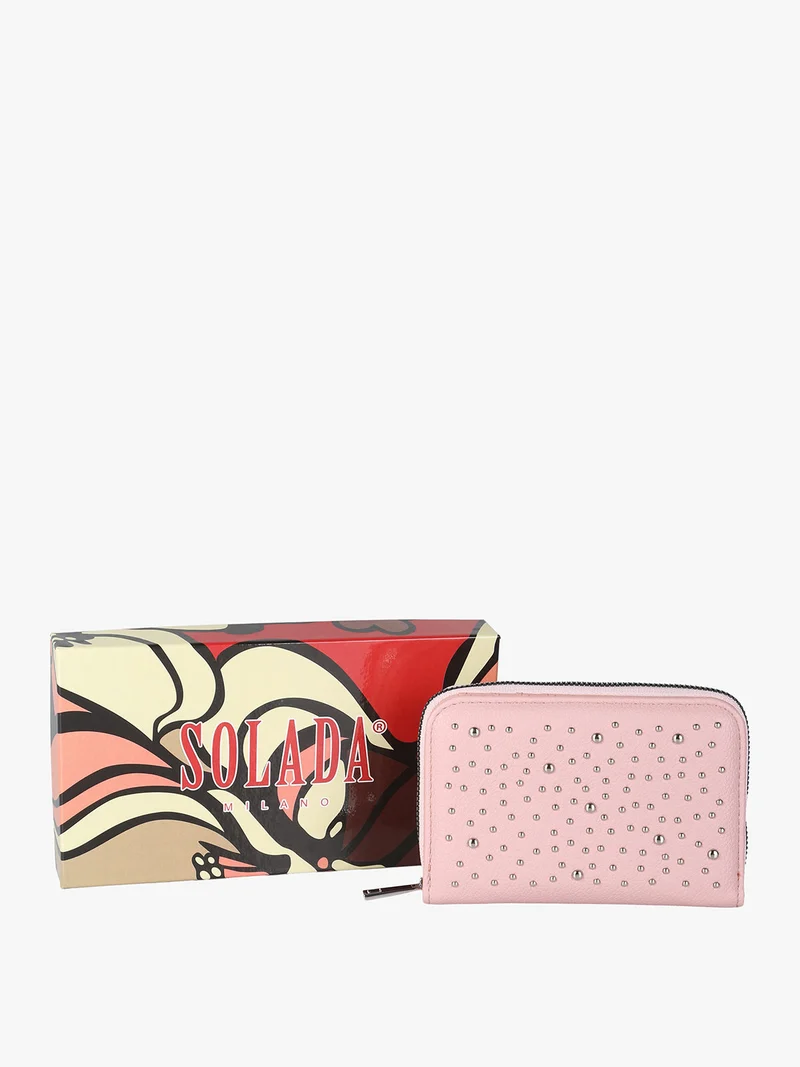 Portafoglio donna con borchie - rosa