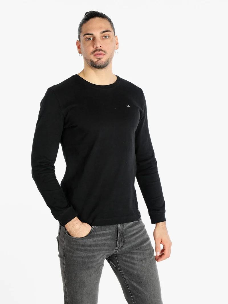 T-shirt uomo girocollo a maniche lunghe - nero
