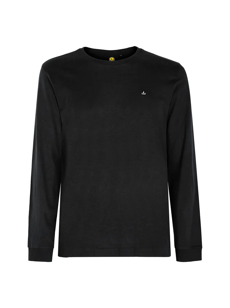 T-shirt uomo girocollo a maniche lunghe - nero