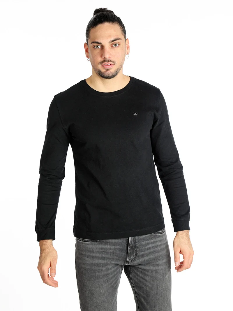 T-shirt uomo girocollo a maniche lunghe - nero