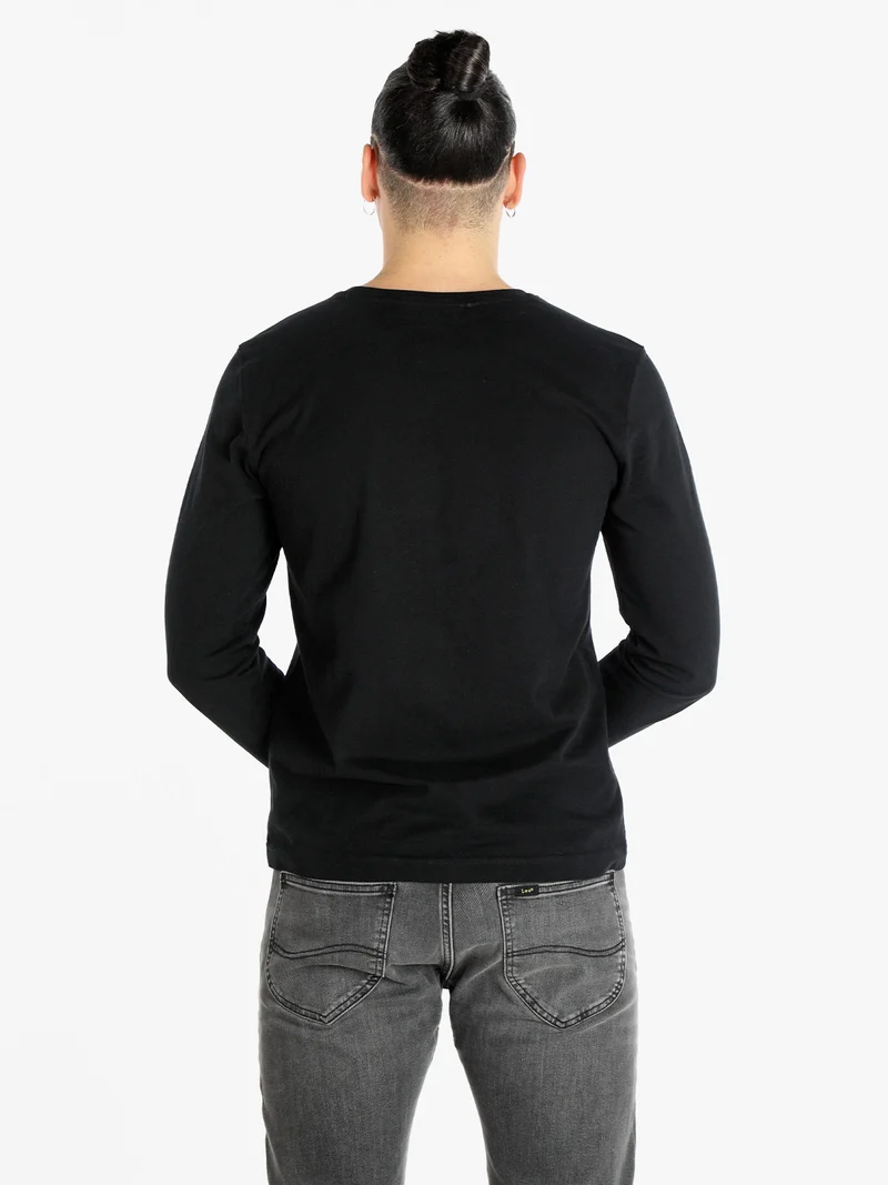 T-shirt uomo girocollo a maniche lunghe - nero