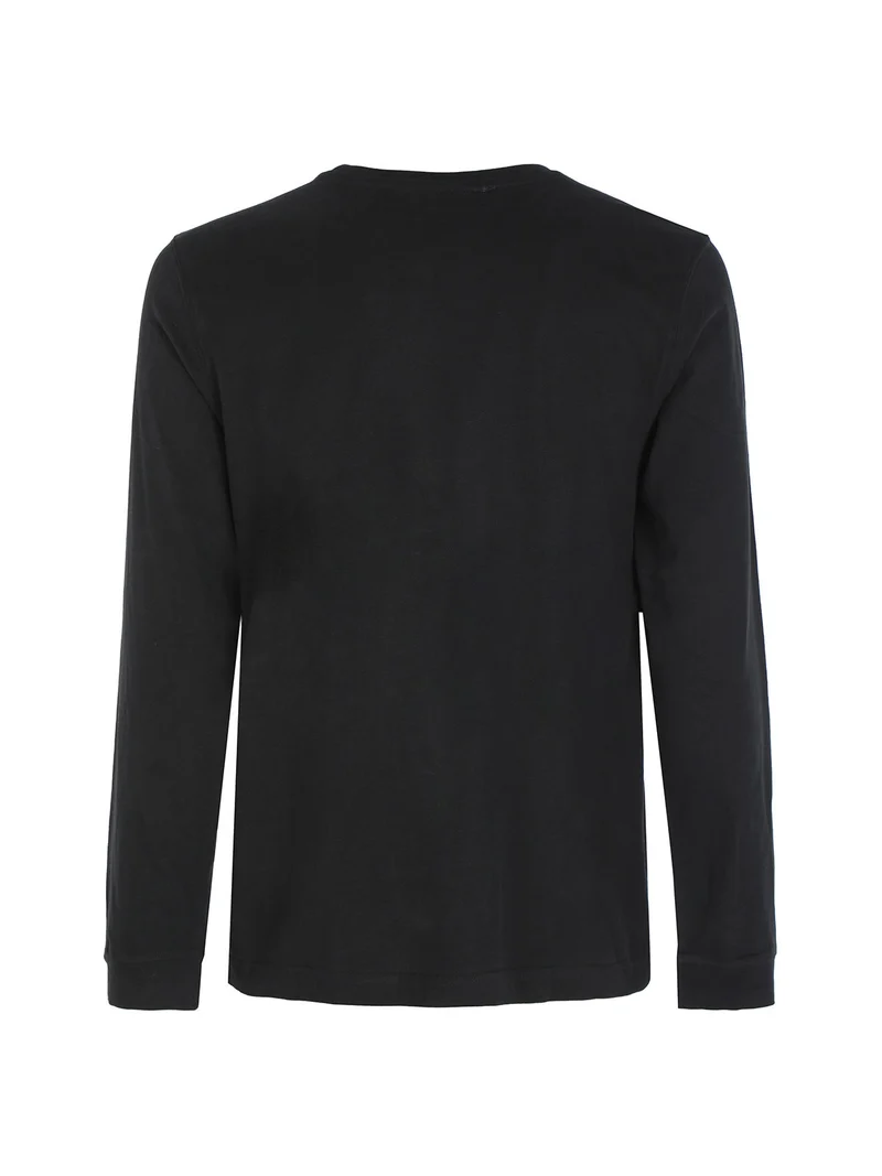 T-shirt uomo girocollo a maniche lunghe - nero