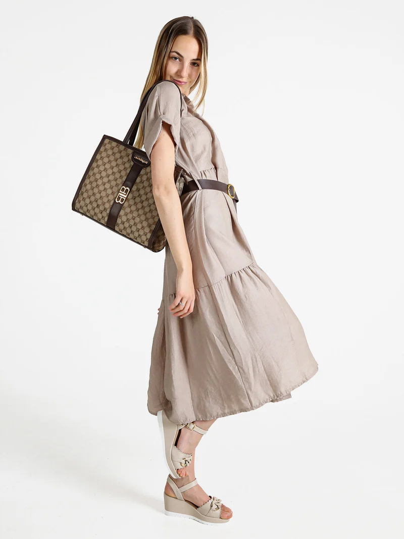 Borsa tote da donna con doppi manici - marrone