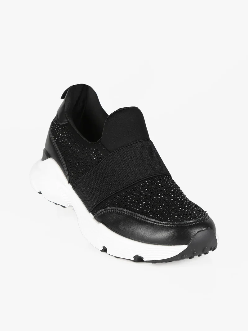 Sneakers slip on con strass - nero