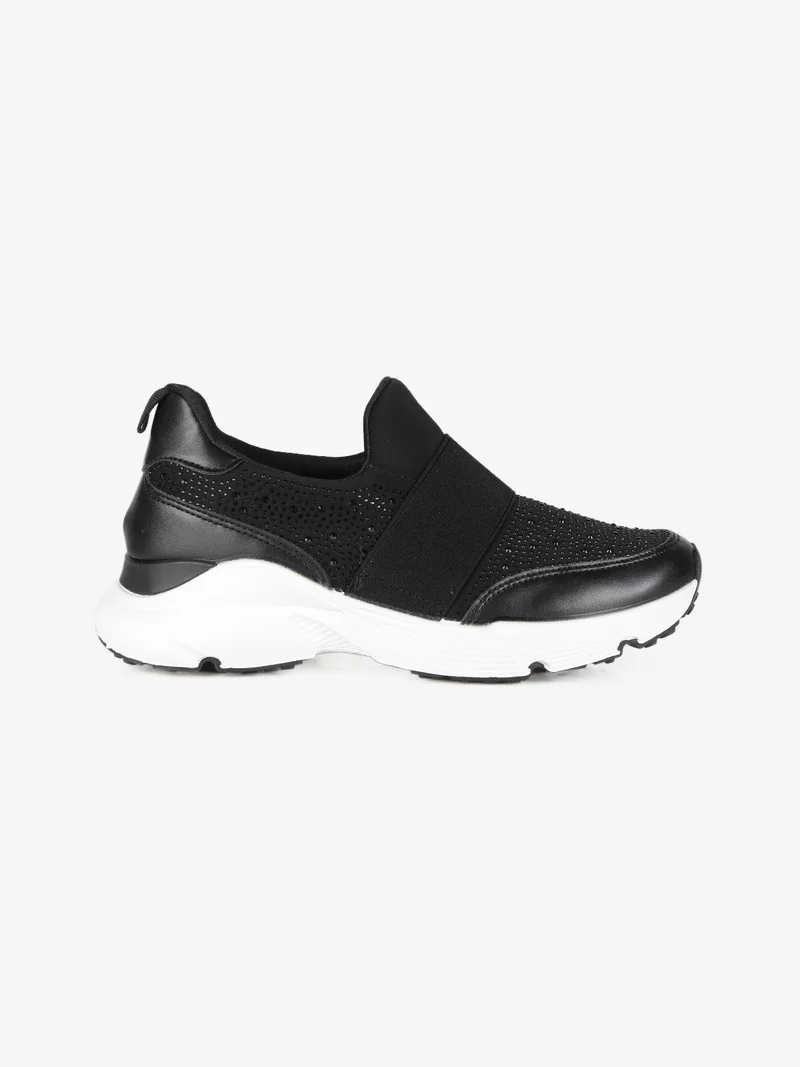 Sneakers slip on con strass - nero