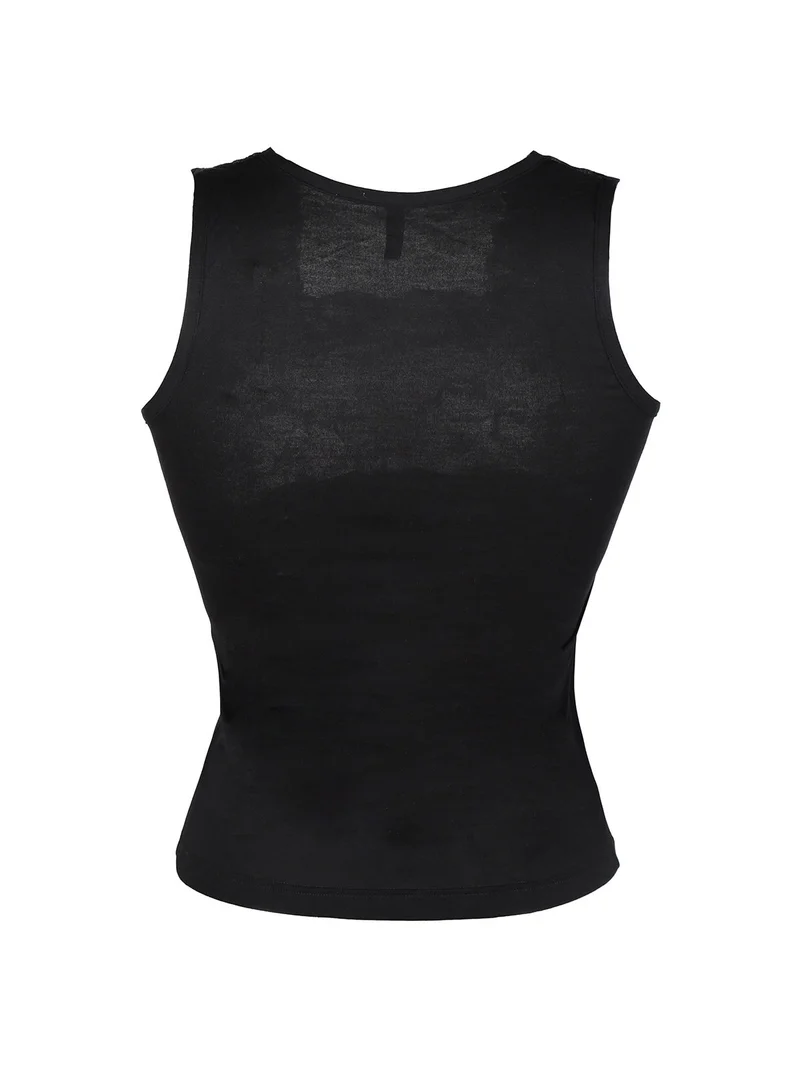 Top donna intimo in bamboo con pizzo - nero