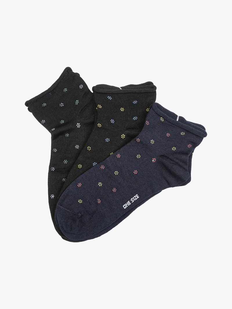 Confezione da 3 paia di calze corte da donna in cotone - nero