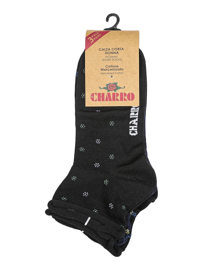 Confezione da 3 paia di calze corte da donna in cotone - nero