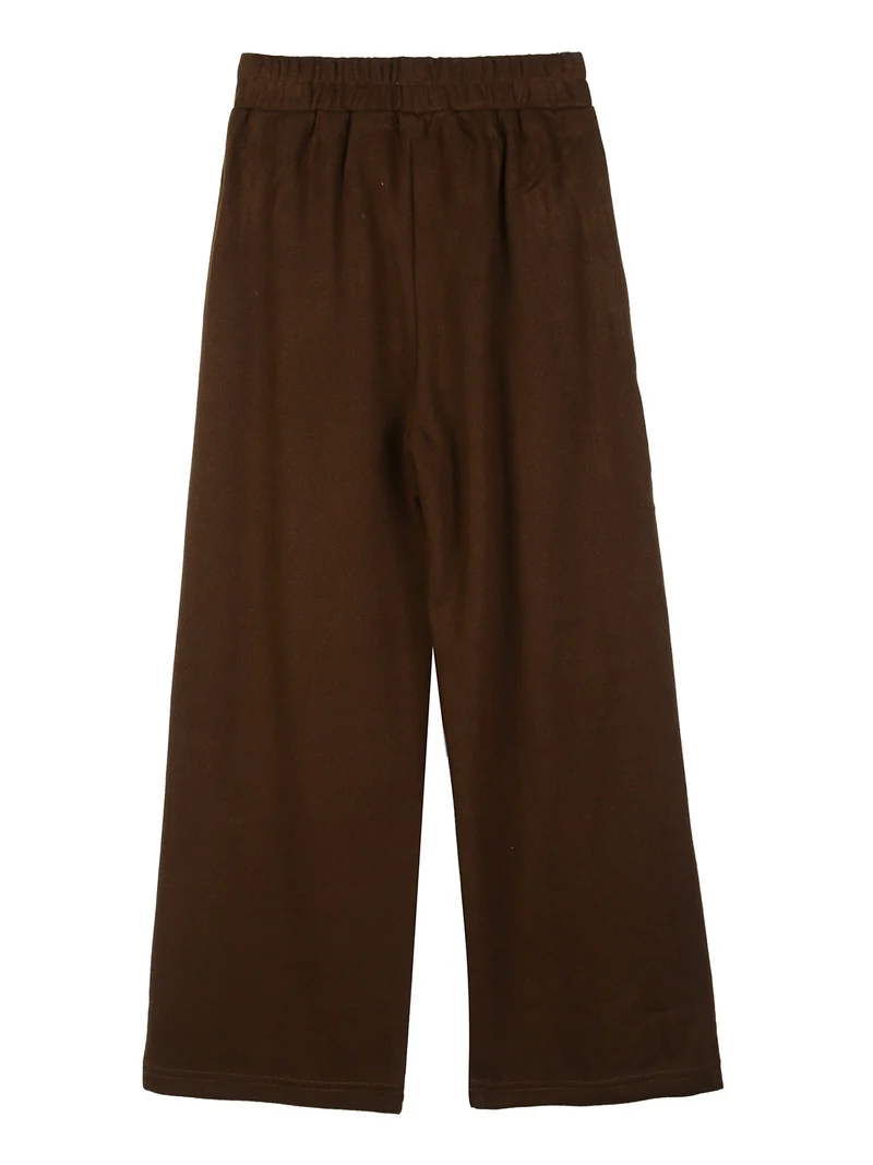 Pantaloni da bambina in maglia con elastico in vita - moro