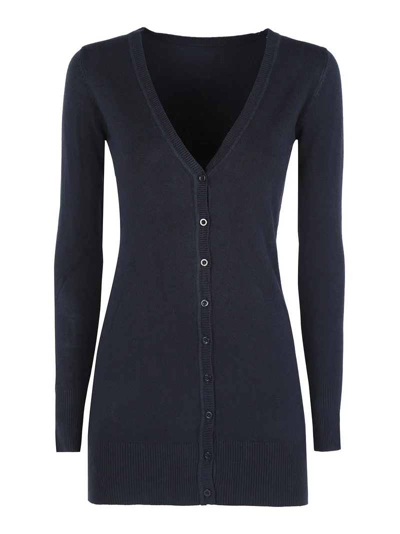 Cardigan donna in maglia con bottoni - blu scuro