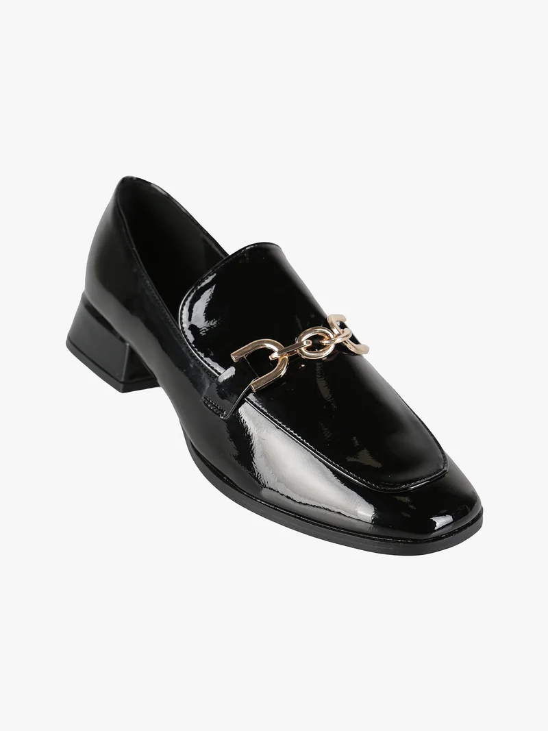 Mocassini donna in vernice con tacco basso - nero