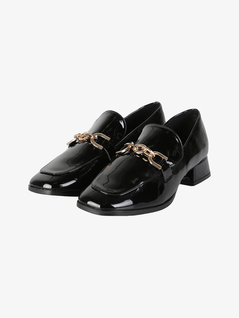 Mocassini donna in vernice con tacco basso - nero