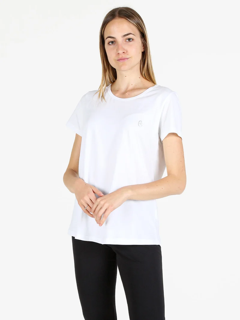 T-shirt donna girocollo in cotone - bianco