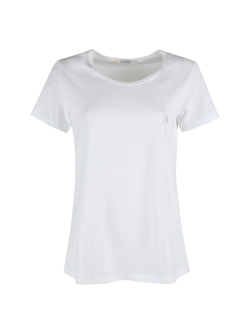 T-shirt donna girocollo in cotone - bianco