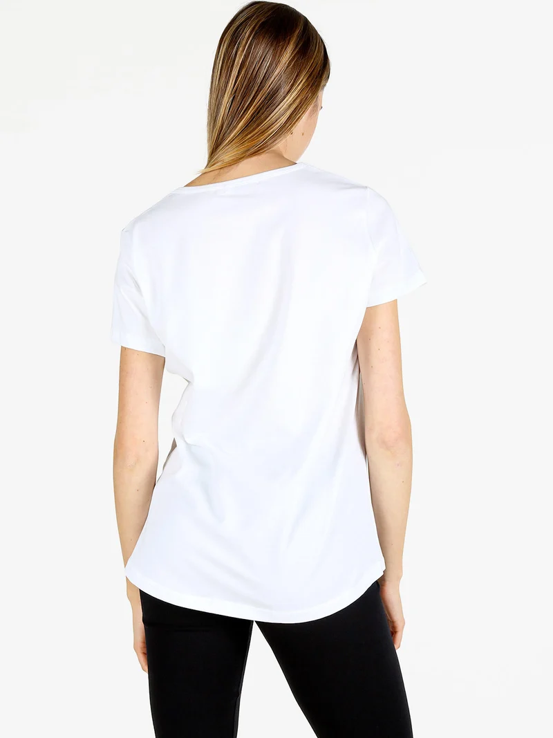 T-shirt donna girocollo in cotone - bianco