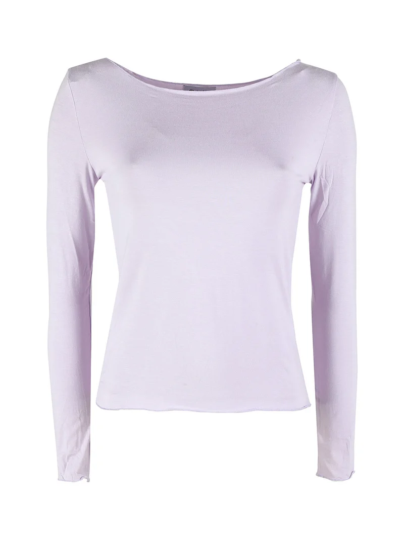 T-shirt donna a maniche lunghe in viscosa - lilla