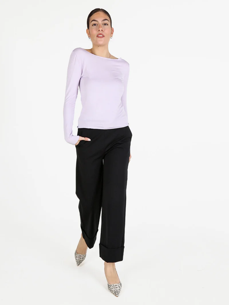 T-shirt donna a maniche lunghe in viscosa - lilla