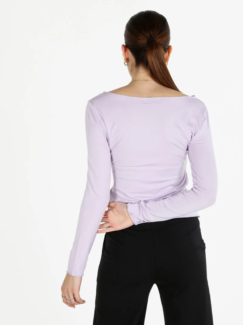 T-shirt donna a maniche lunghe in viscosa - lilla