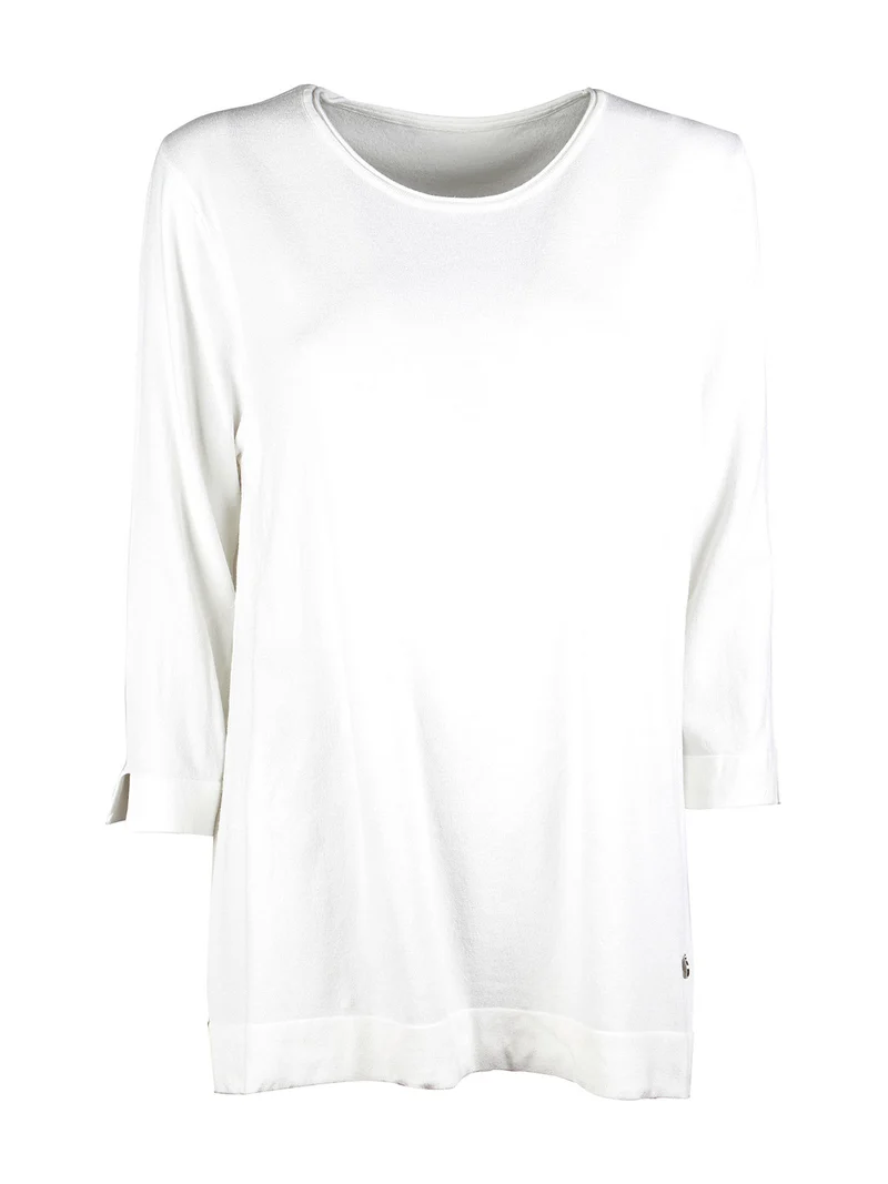 Maxi maglia girocollo da donna con maniche a 3/4 - bianco
