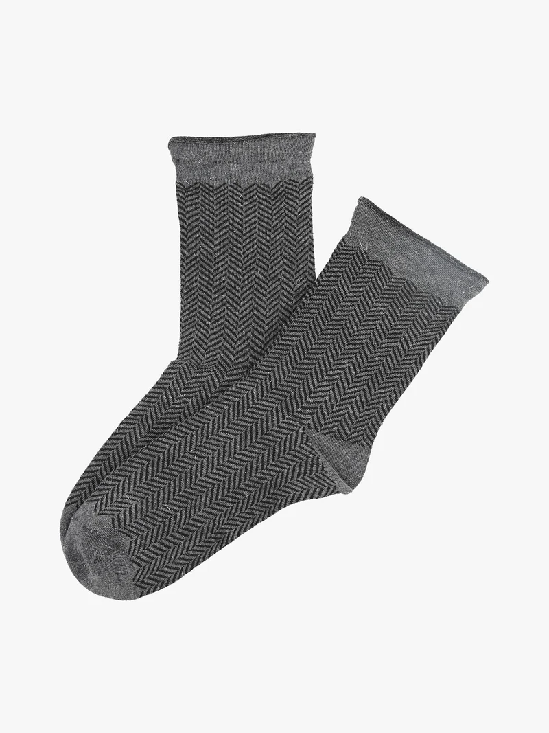 Calze corte da donna con stampa spigata e lurex - grigio scuro