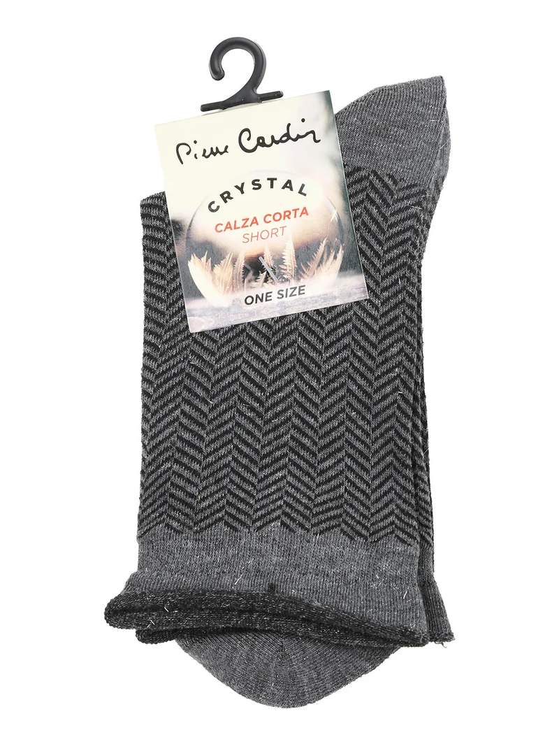 Calze corte da donna con stampa spigata e lurex - grigio scuro