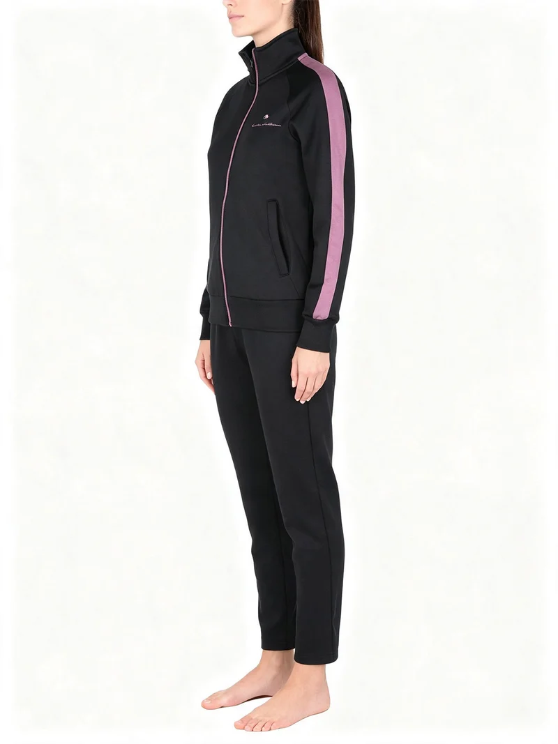 Tuta donna felpata 2 pezzi full zip - nero