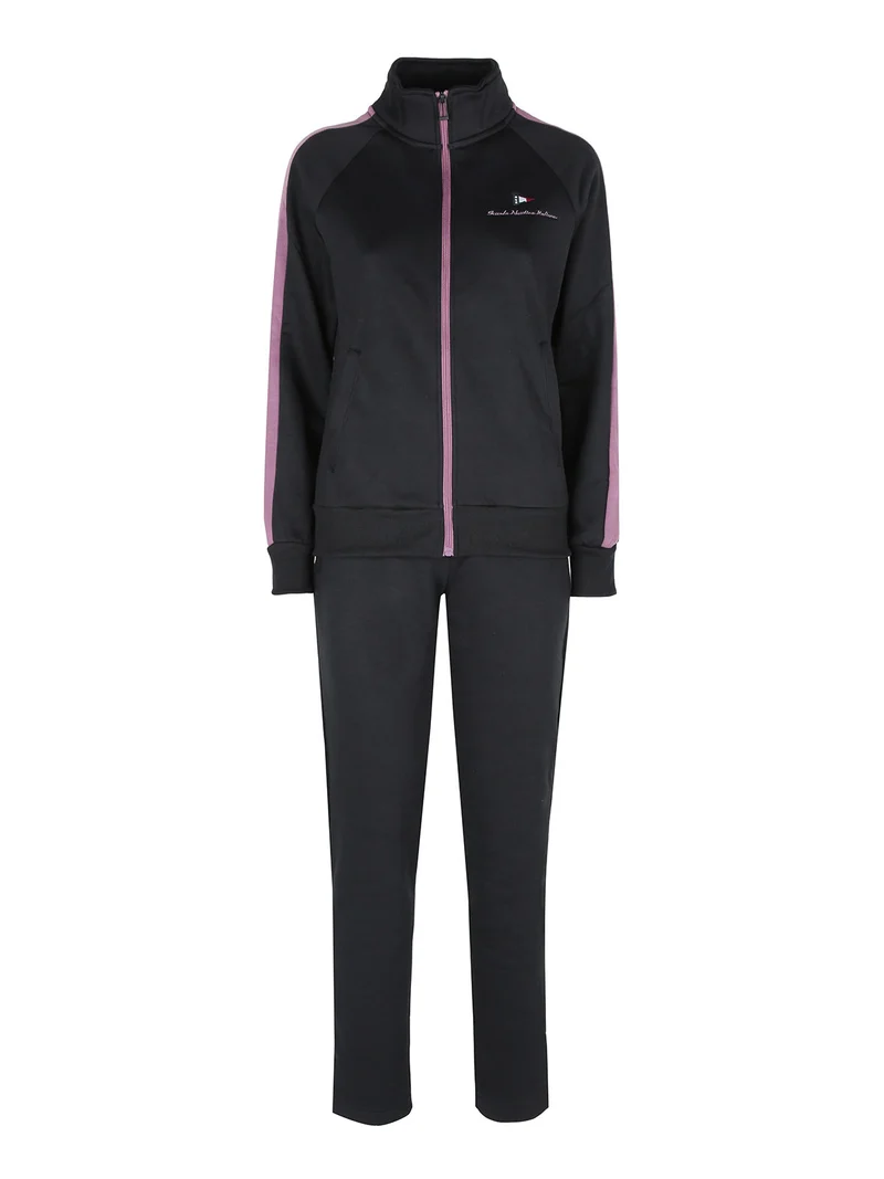 Tuta donna felpata 2 pezzi full zip - nero