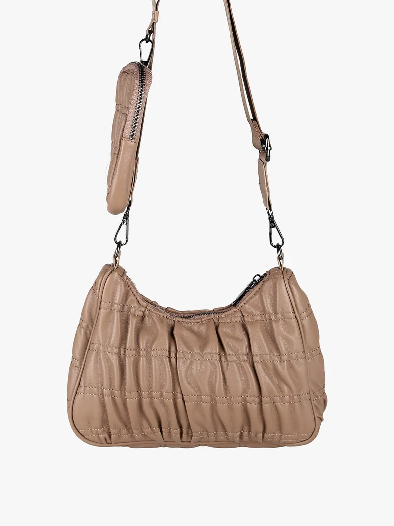 Borsa donna a tracolla con portamonete - cammello